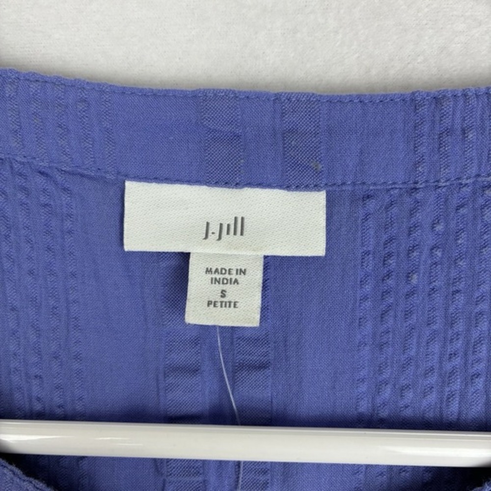 J. Jill Women's Peasant Gauze Flutter Sleeve Textured Top Blue Small Petite‎ NWT - Picture 3 of 11